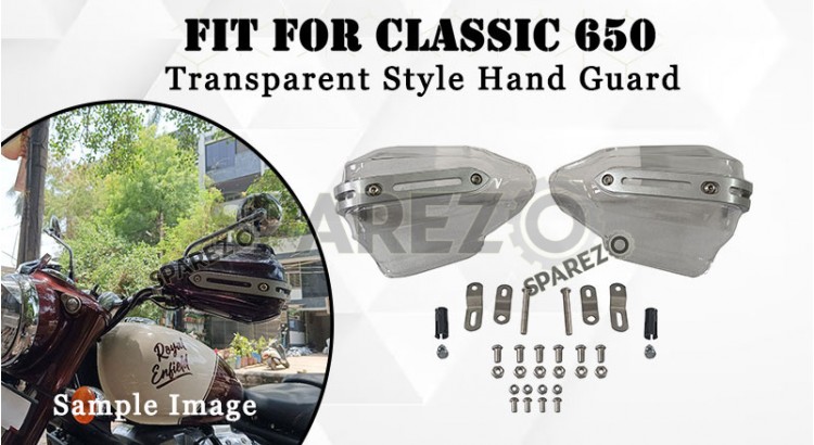 Fit For Royal Enfield Classic 650 Tinted Transparent Color Hand Guard   - SPAREZO
